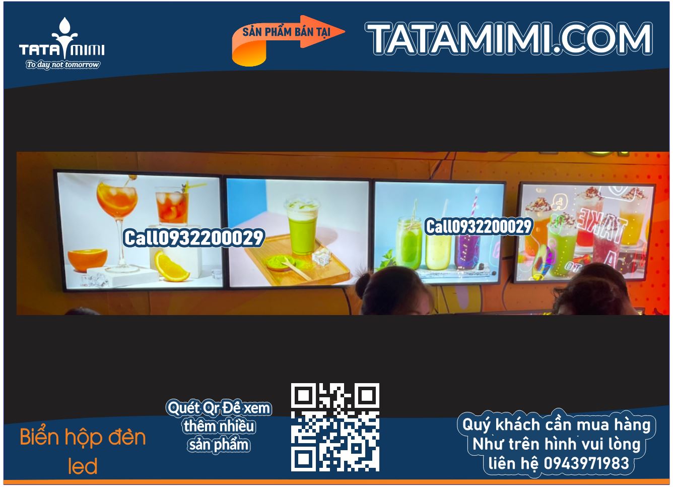 Biển menu led treo tường kích thước lớn