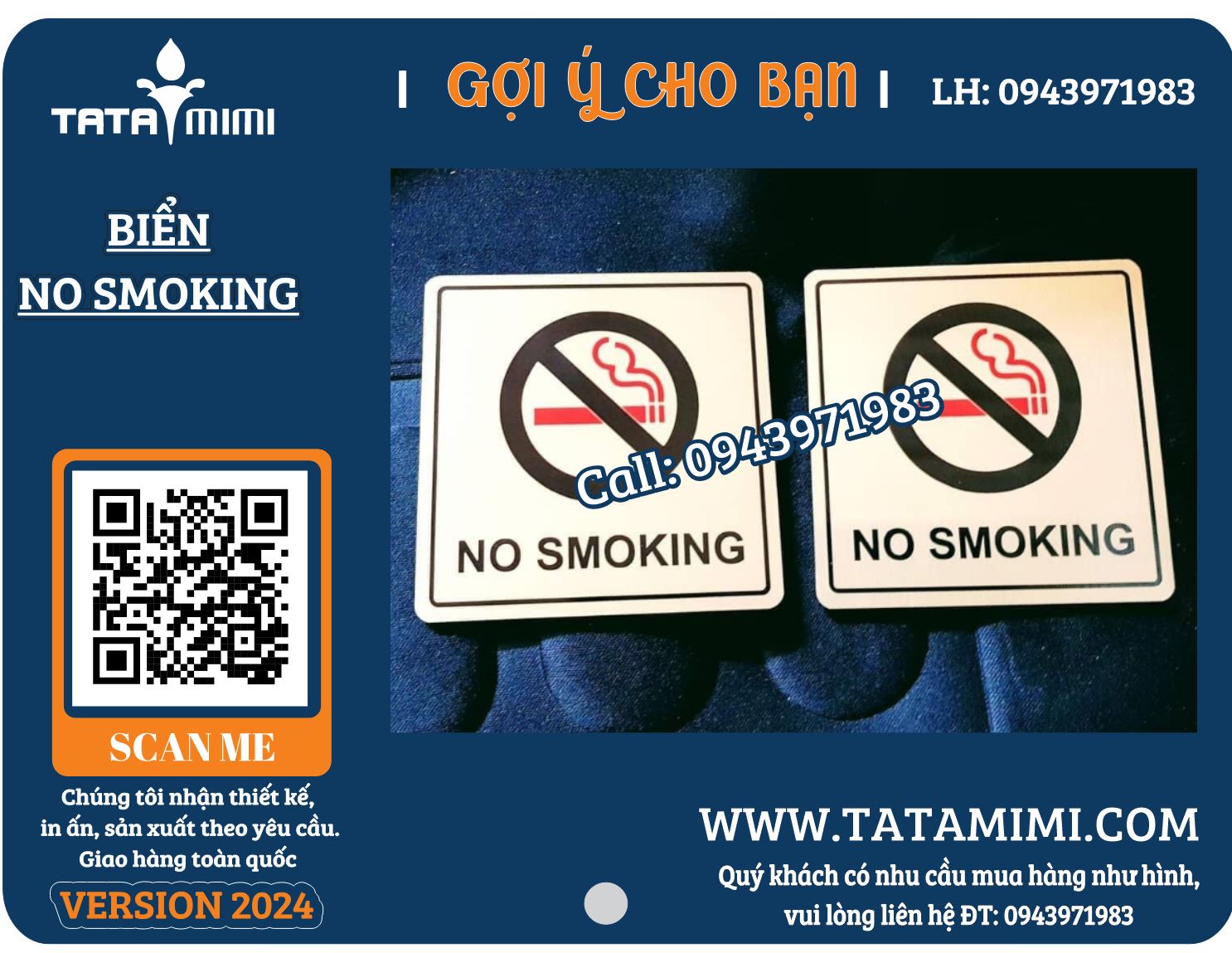 Mẫu biển No Smoking, cấm hút thuốc bằng mica