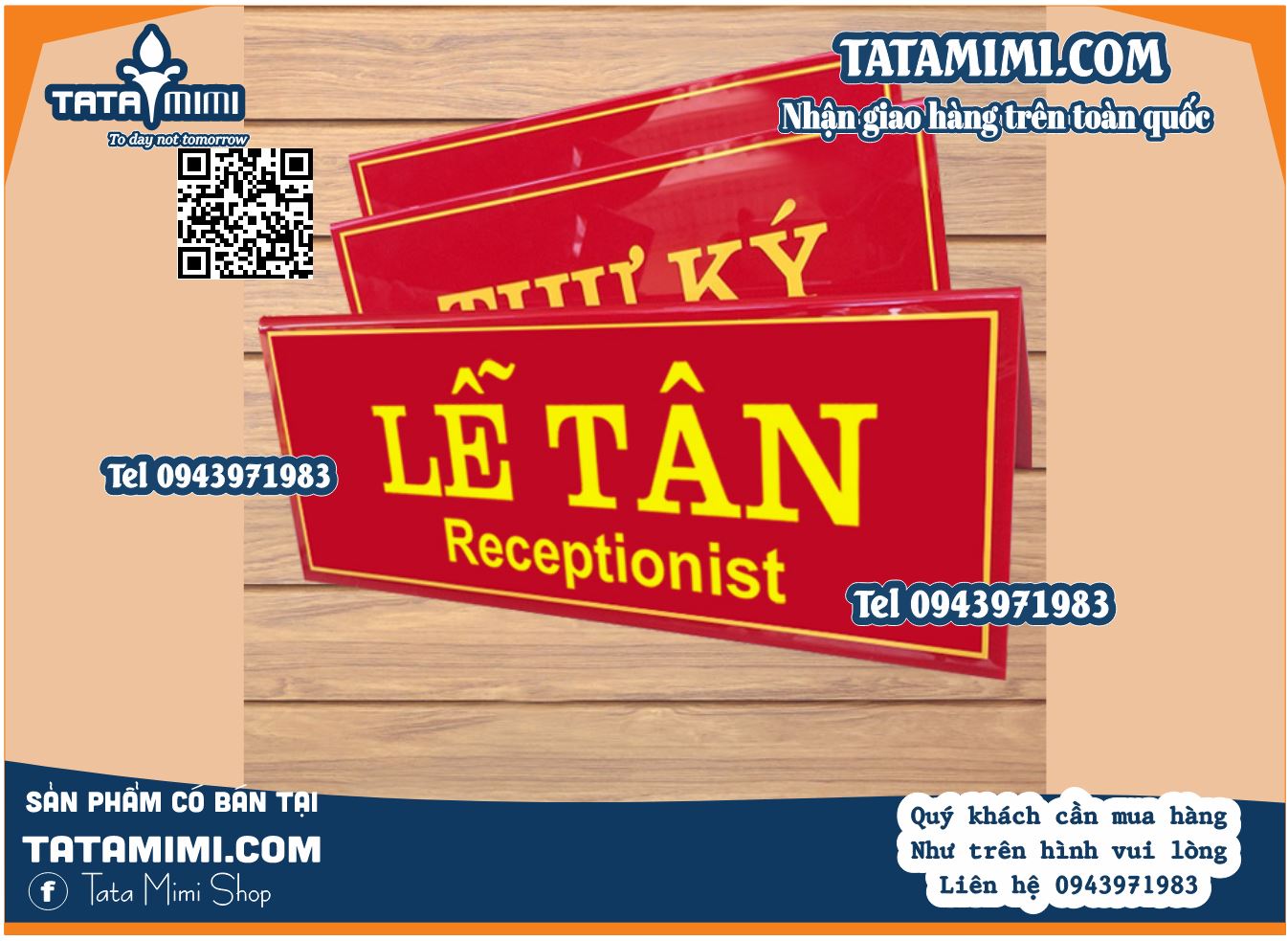 Biển để quầy lễ tân làm từ các chất liệu mica hoặc inox
