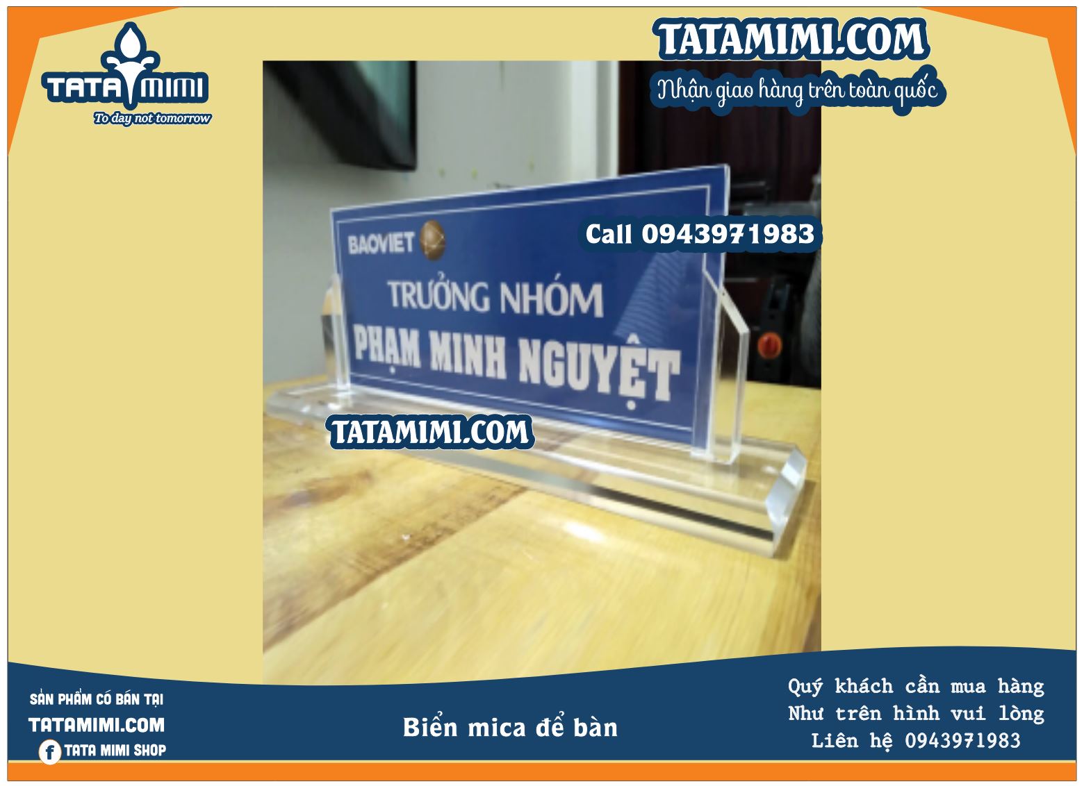 Bảng chức danh màu đồng nội dung in cố định dùng lâu dài