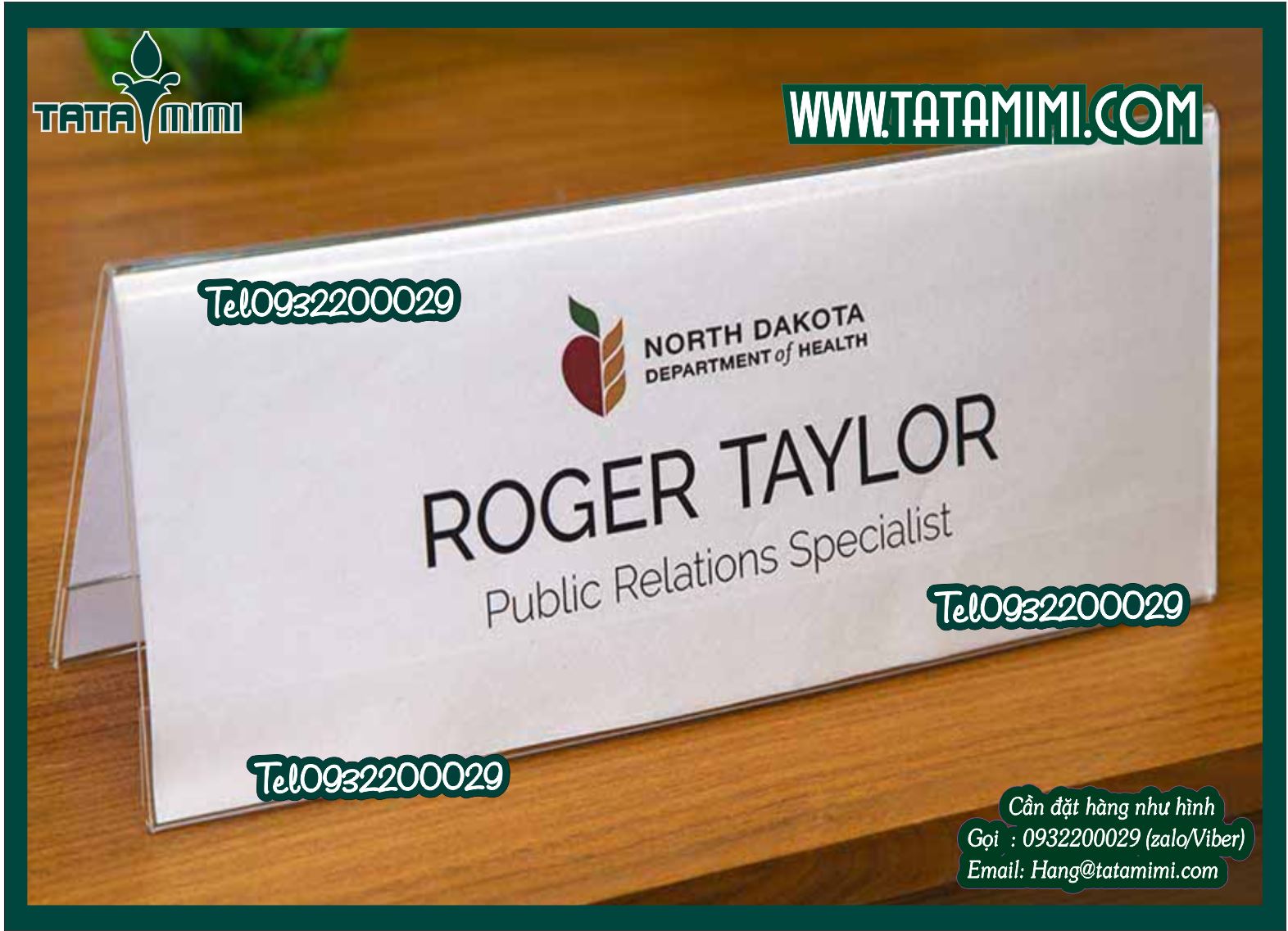 Nhận làm theo yêu cầu biển chức danh lễ tân