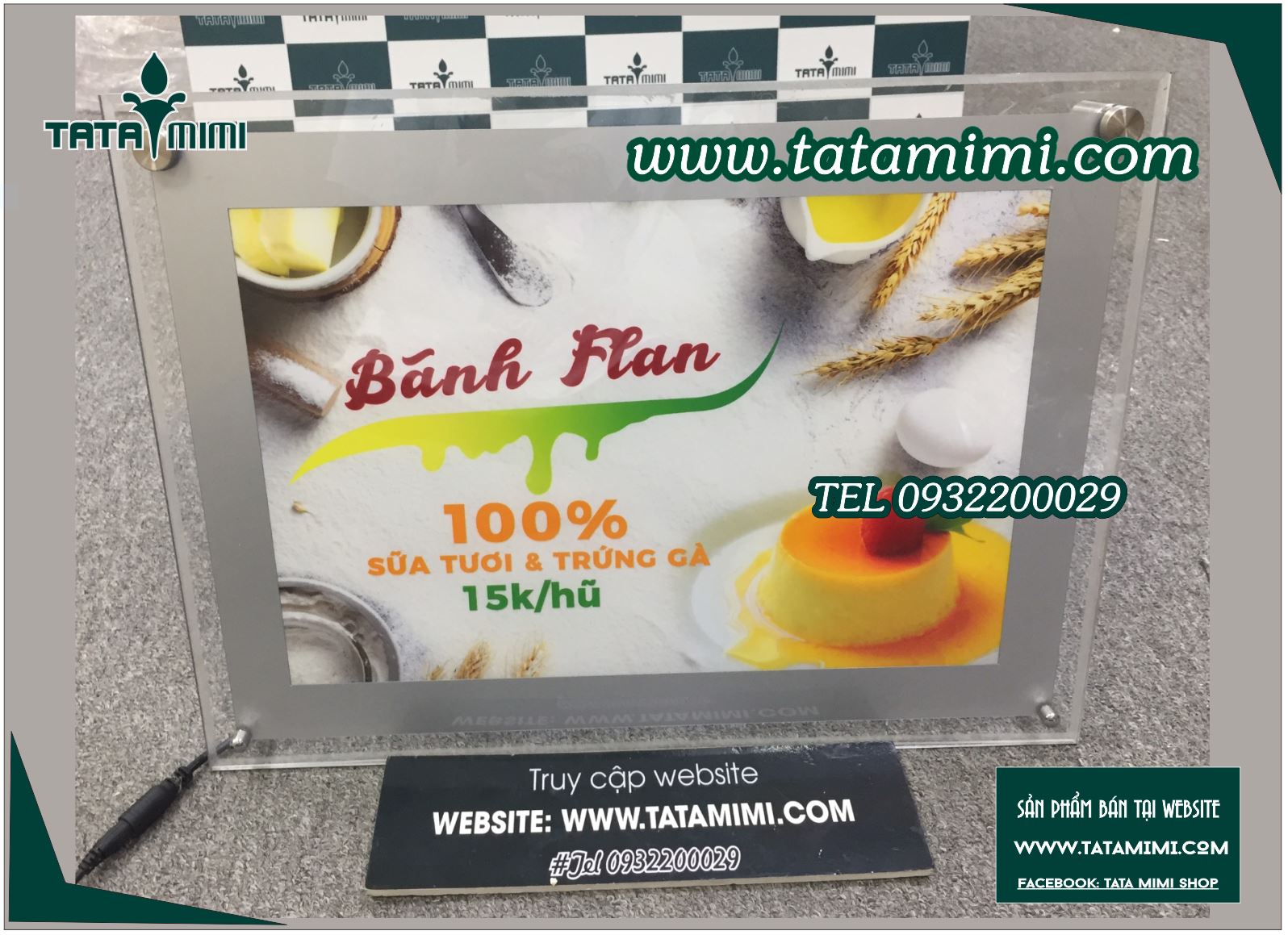 Biển menu led hiệu bánh flan