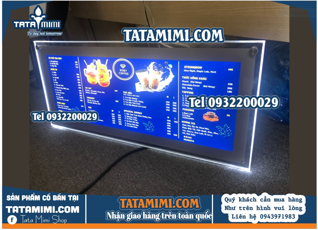 Menu có LED cho quán cà phê - Thắp sáng không gian và thu hút khách hàng
