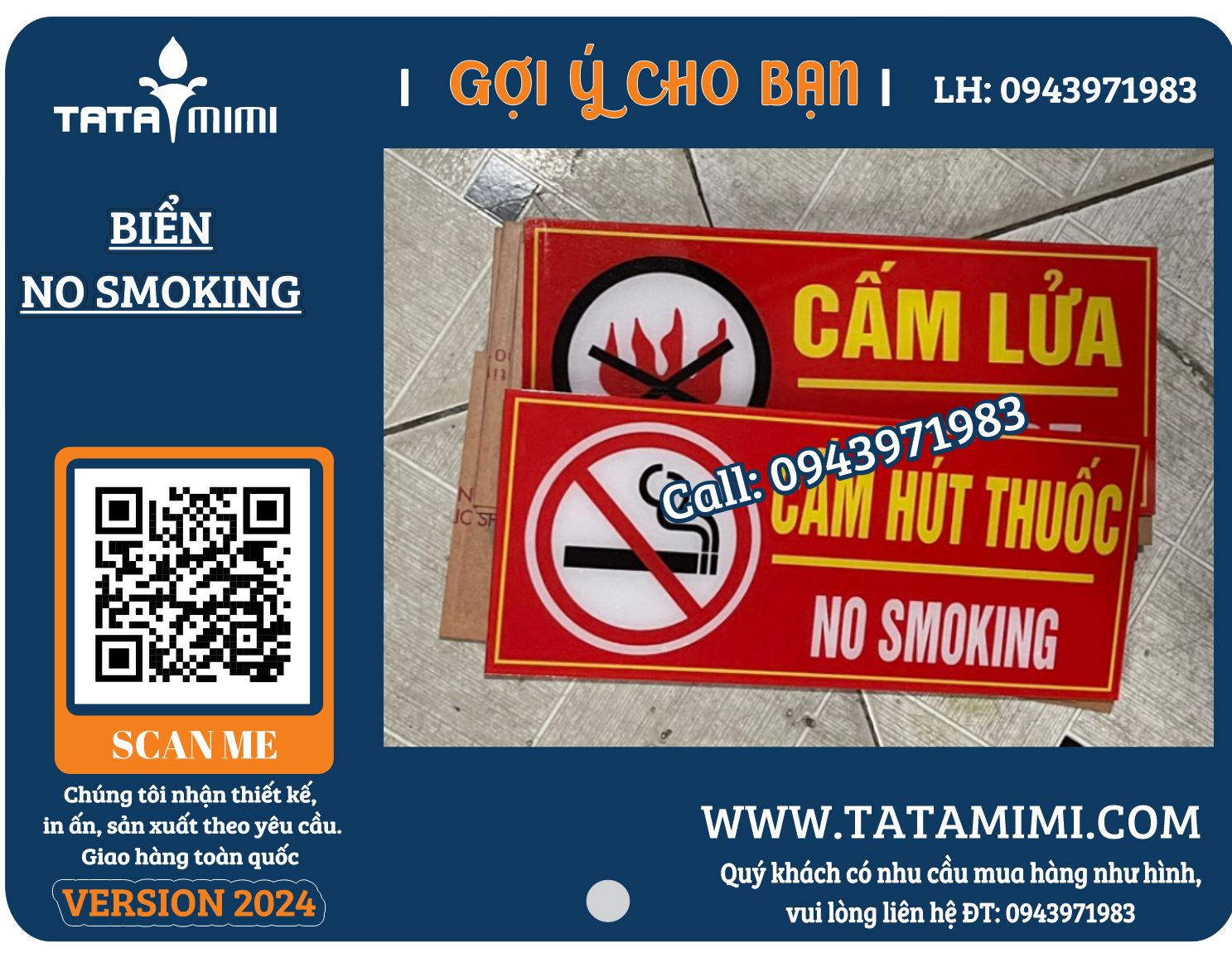 Mẫu biển No Smoking, cấm hút thuốc bằng mica