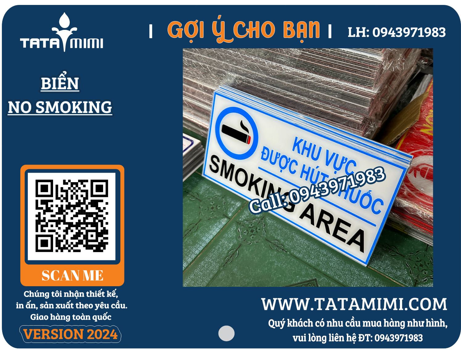 Mẫu biển No Smoking, cấm hút thuốc bằng mica