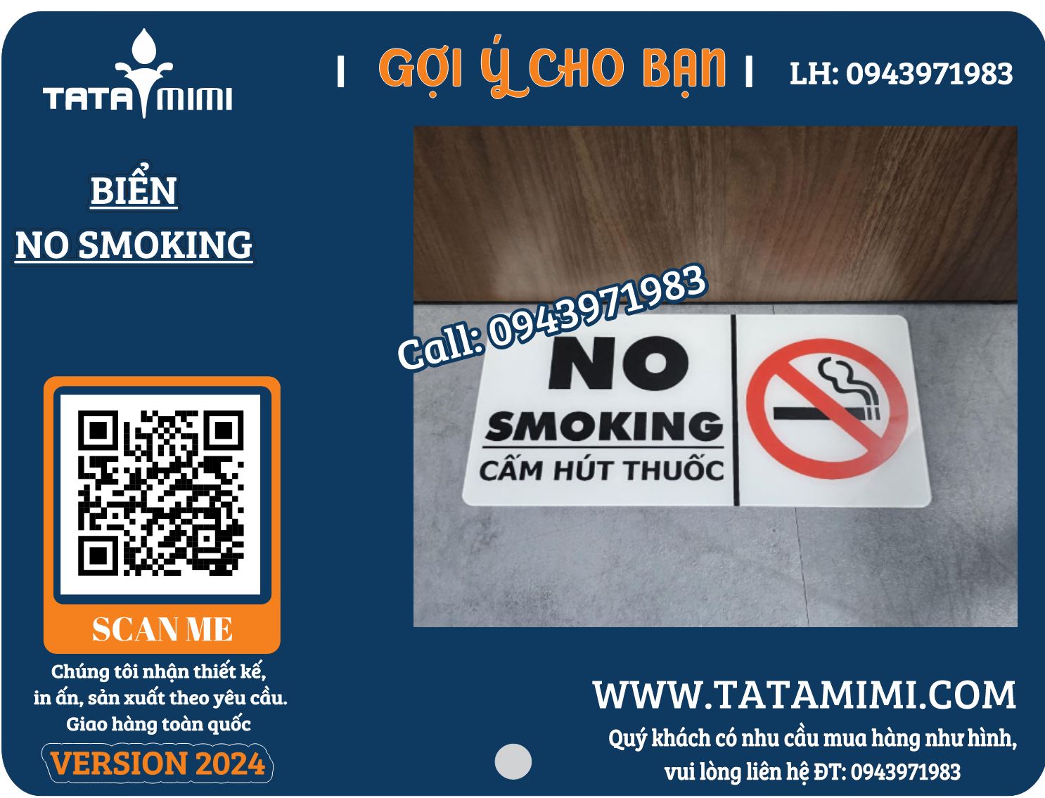 Mẫu biển No Smoking, cấm hút thuốc bằng mica