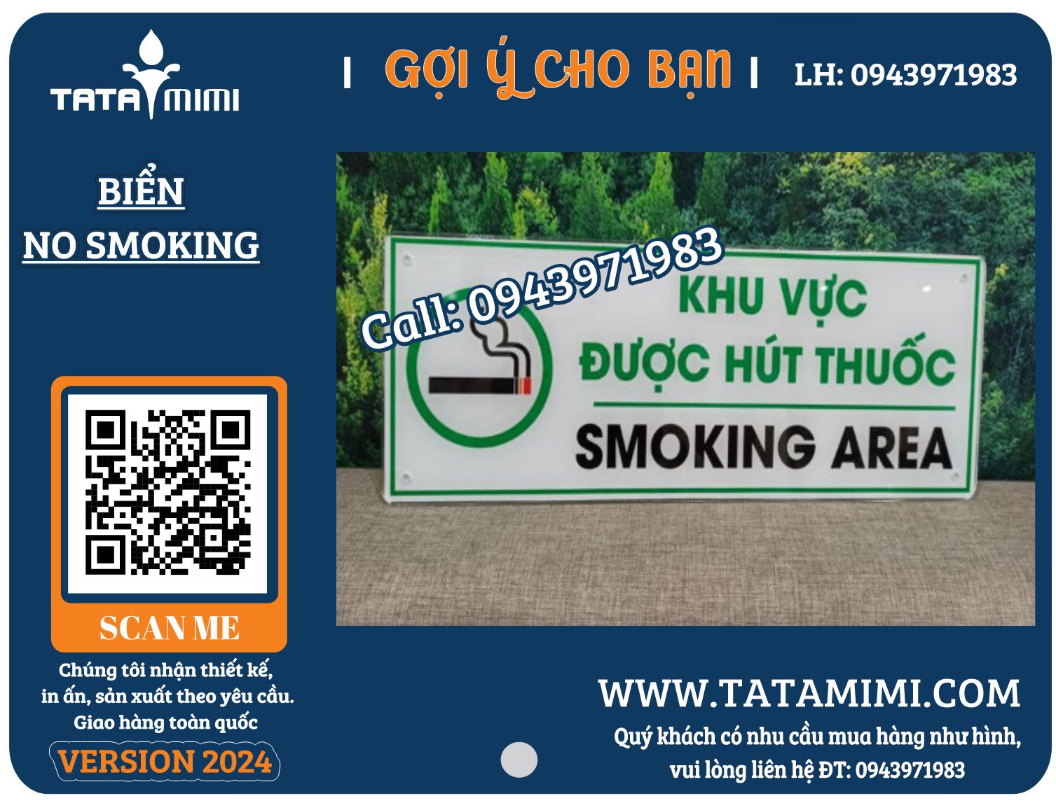 Mẫu biển No Smoking, cấm hút thuốc bằng mica