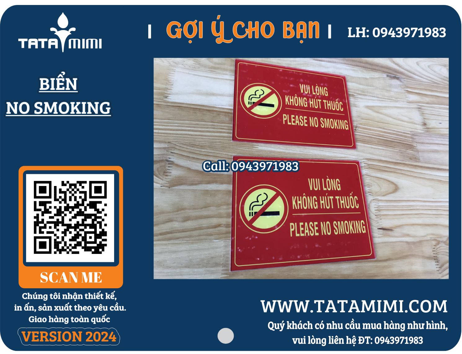 Mẫu biển No Smoking, cấm hút thuốc bằng mica