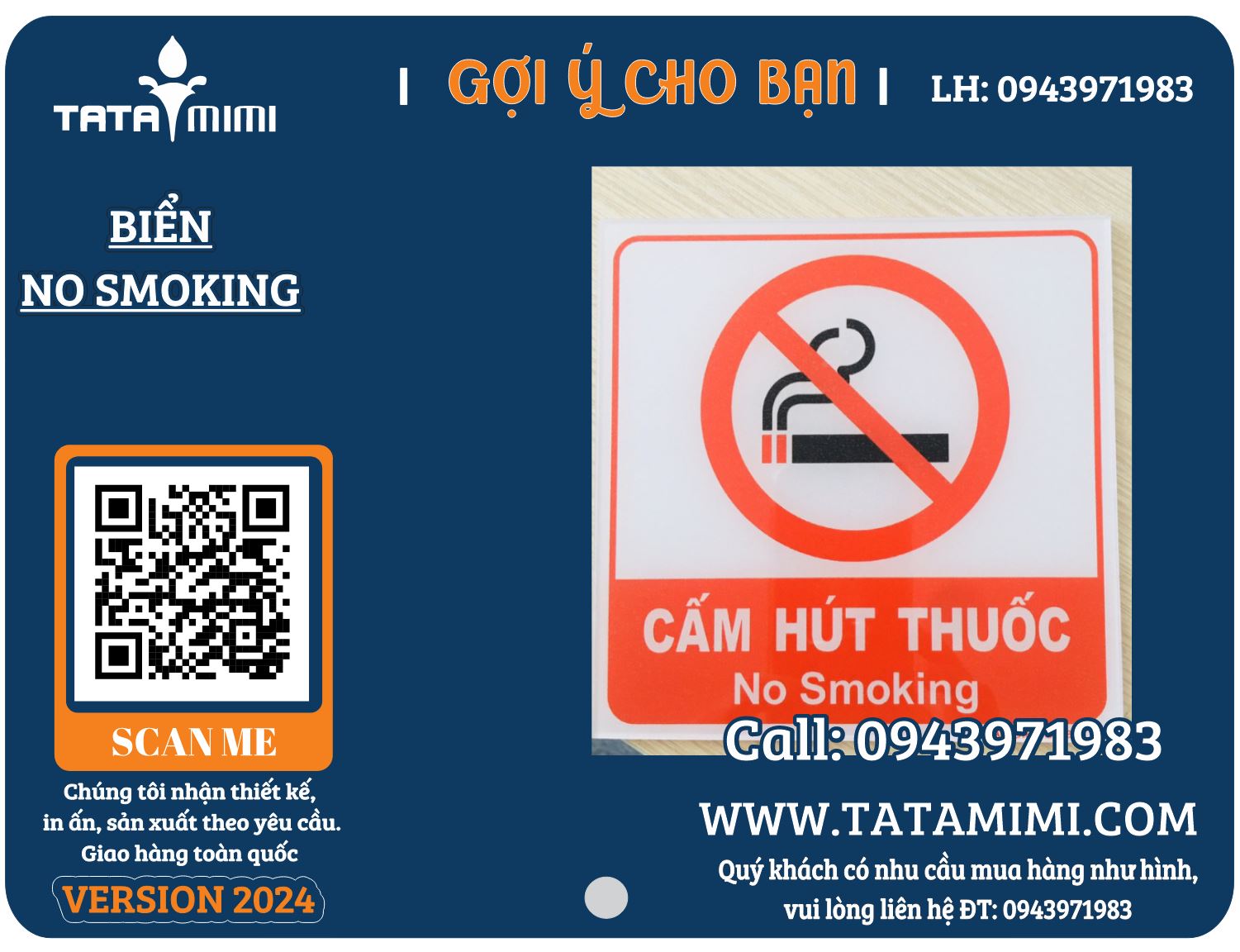 Mẫu biển No Smoking, cấm hút thuốc bằng mica