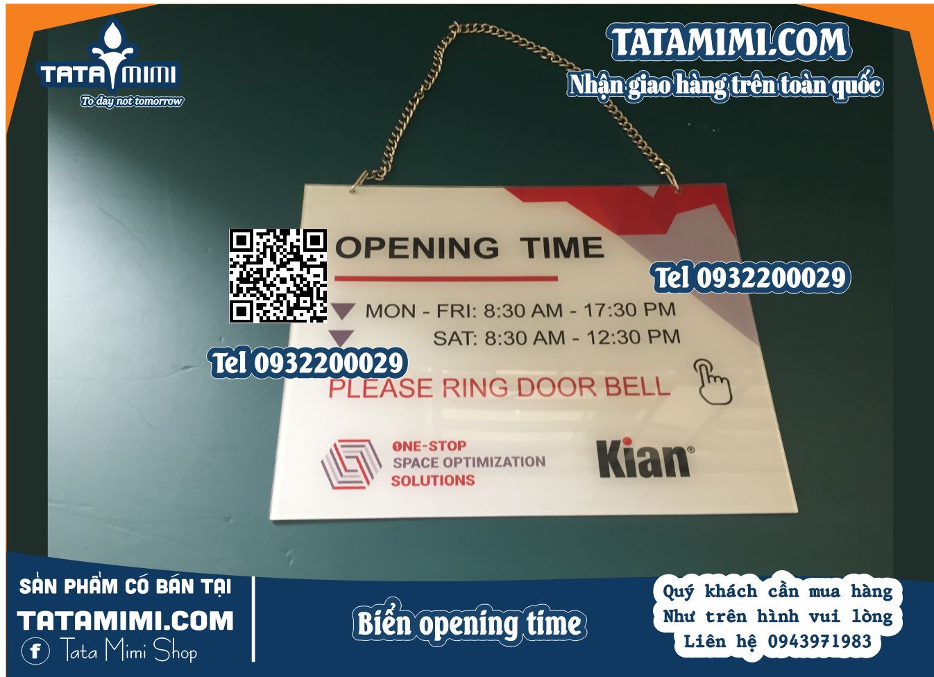 Các mẫu biển open close bằng mica kèm dây xích