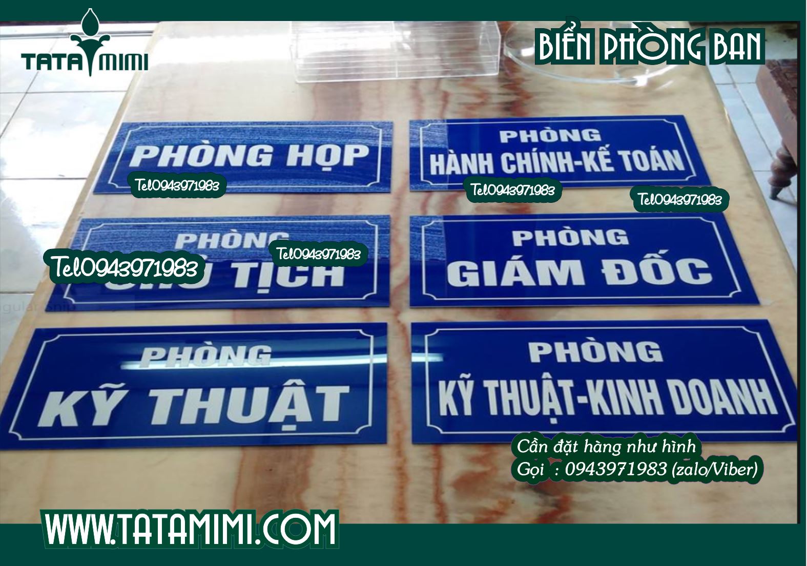 Biển phòng ban bằng mica