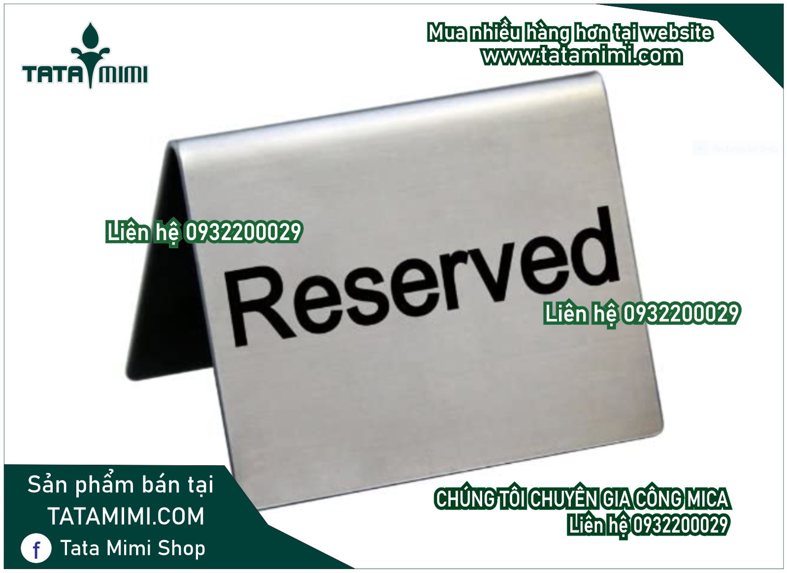 Table Sign Reserved Bahan Acrylic 3mm