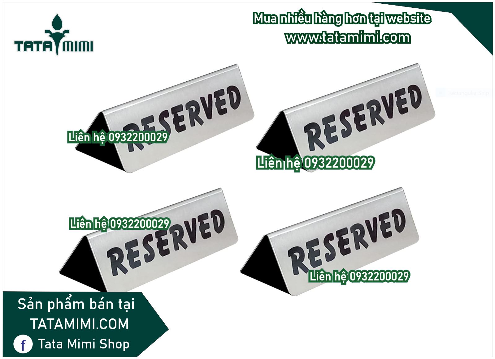 Biển đặt chỗ từ inox in UV