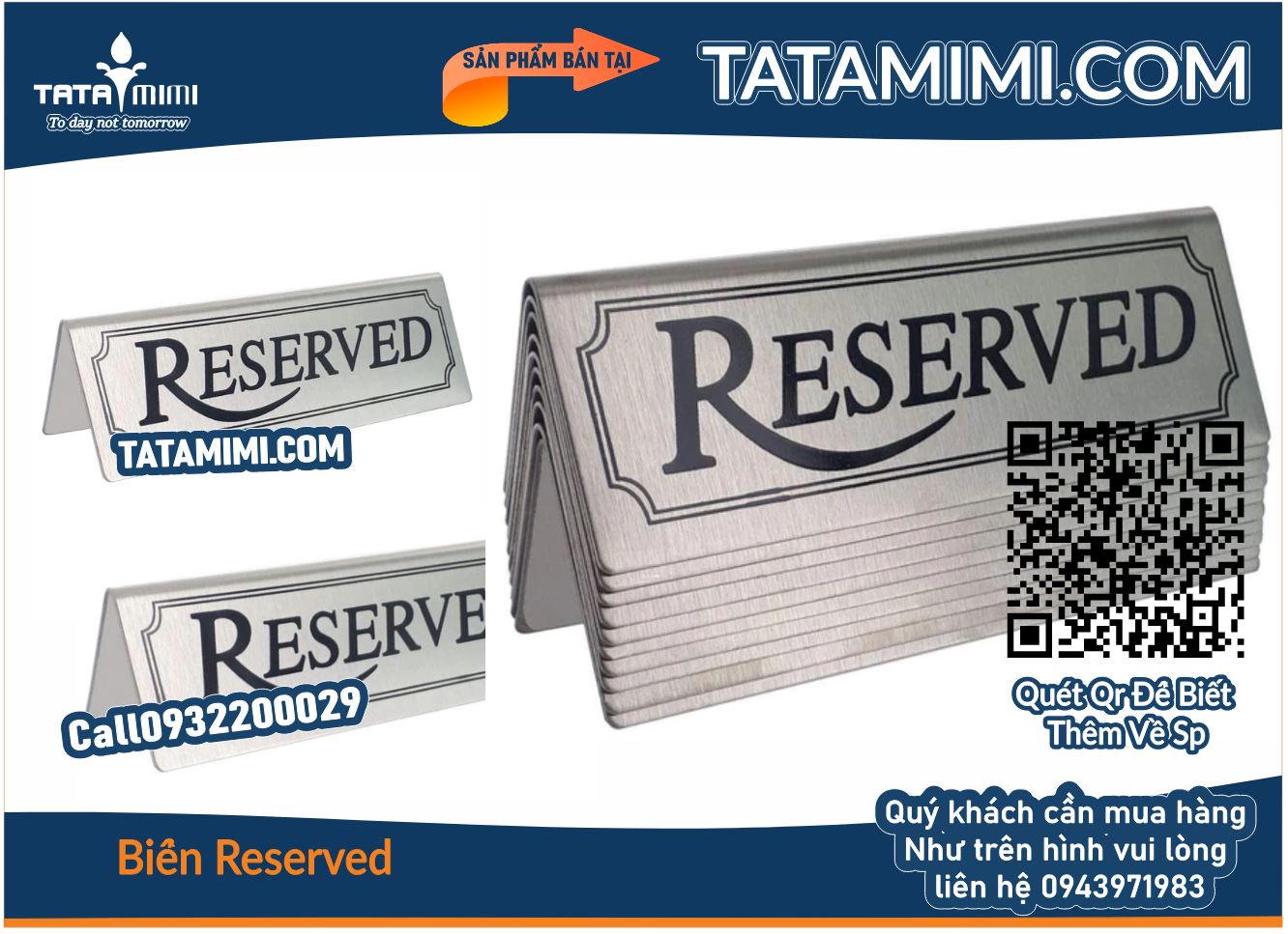 Tổng hợp 20 mẫu biển reserved bằng inox đặt bàn