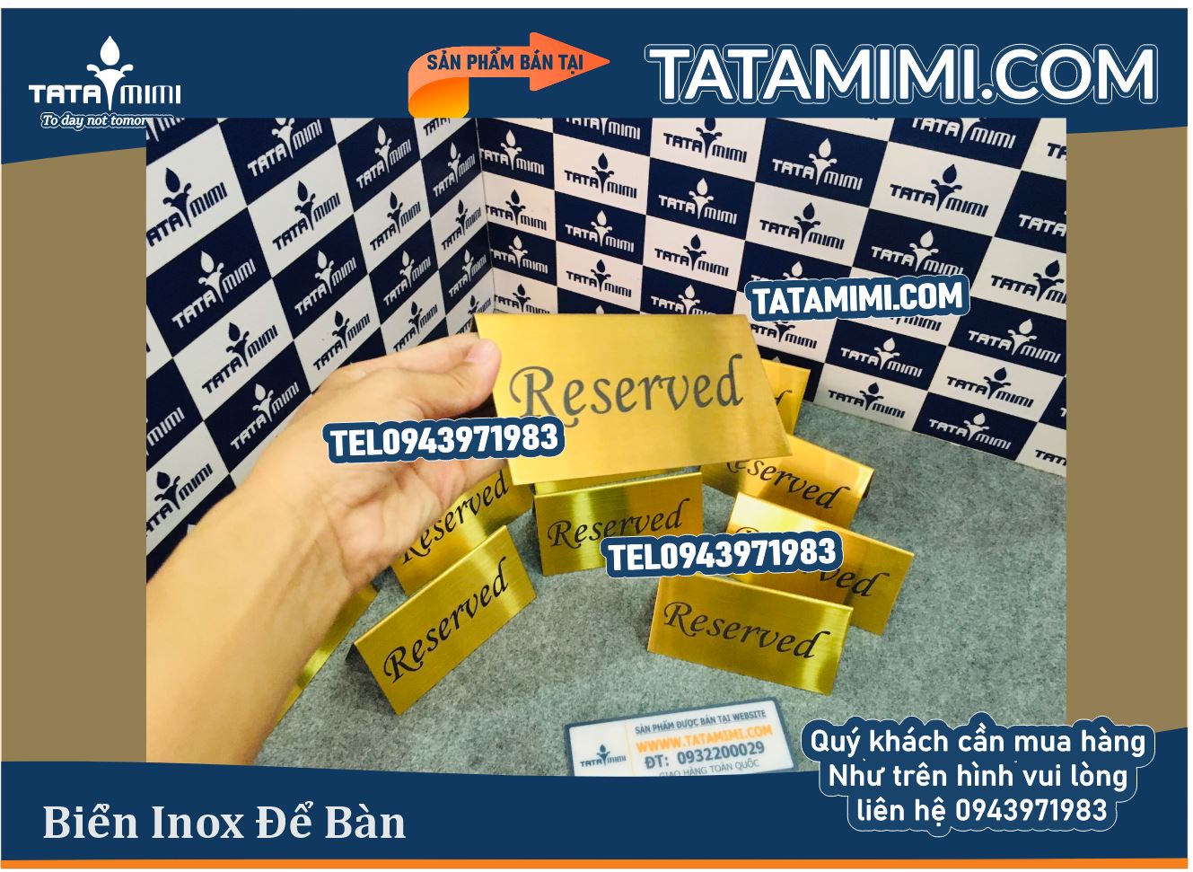 Biển Reserved Inox vàng