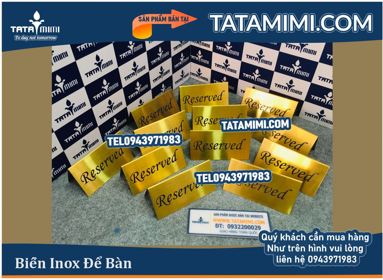 Biển Reserved Inox vàng