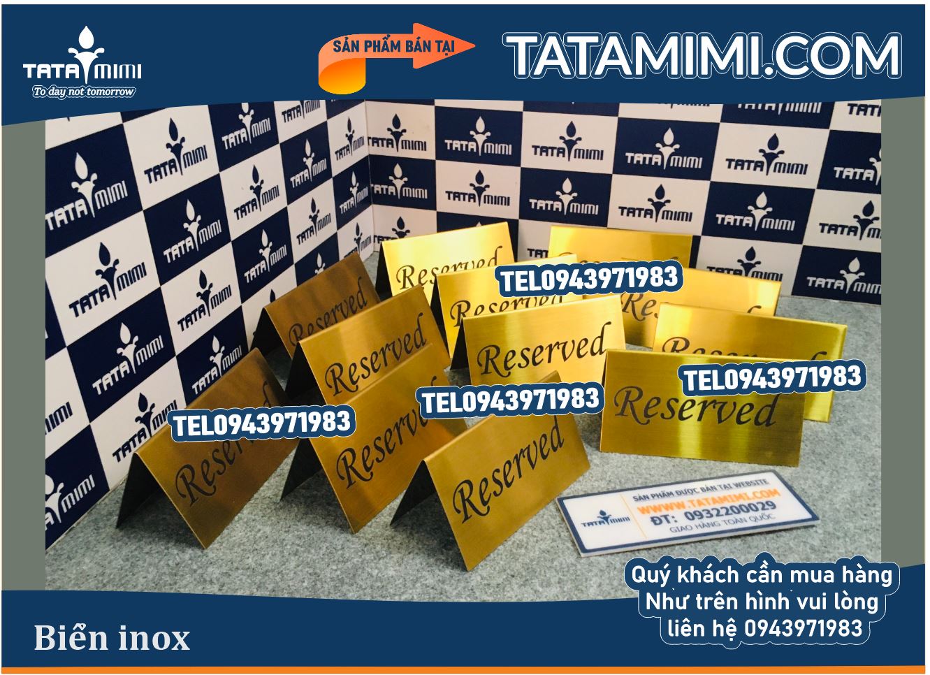 Biển Reserved Inox vàng