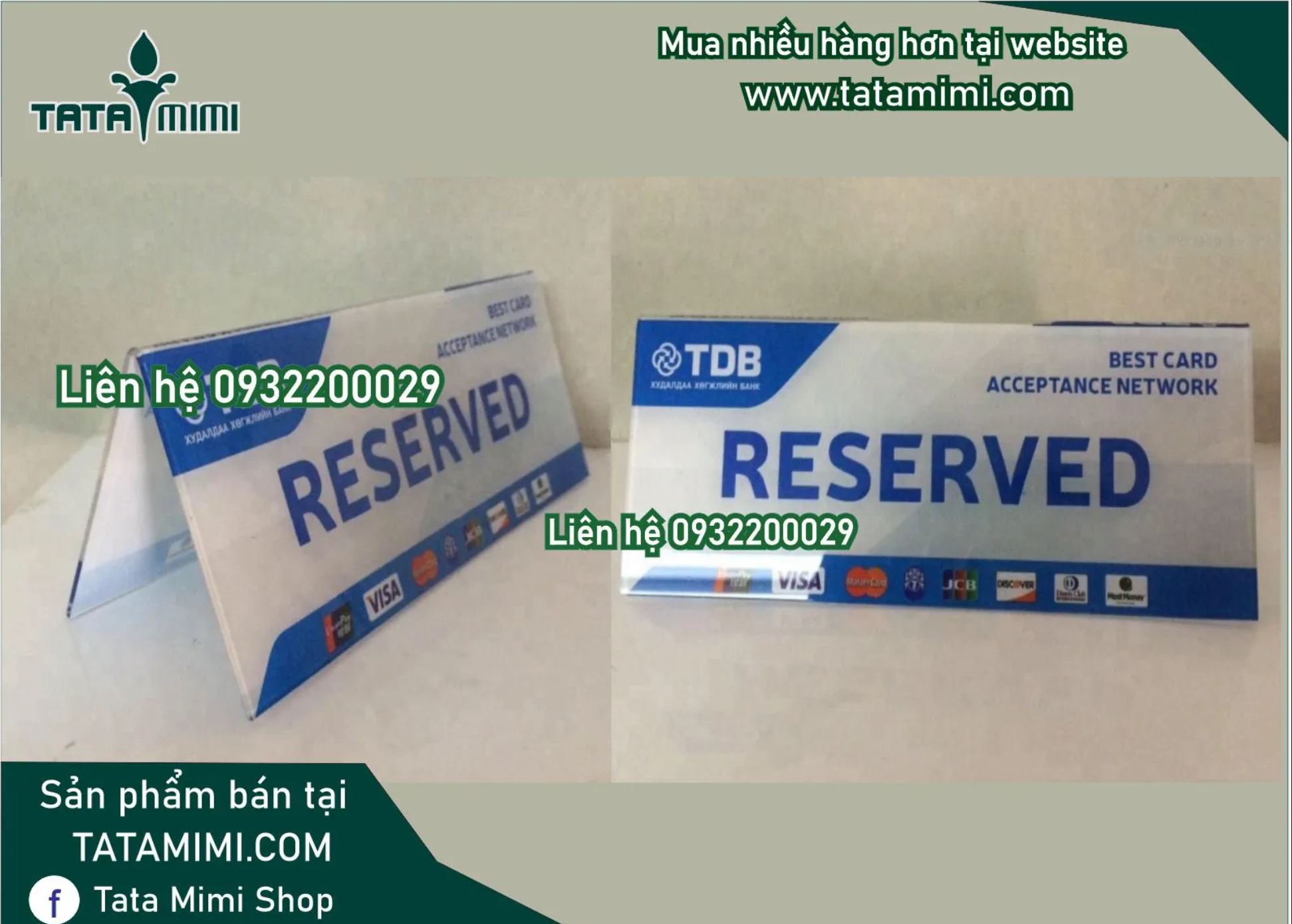 Biển Bàn Đã Đặt - Biển Reserved Hai Mặt