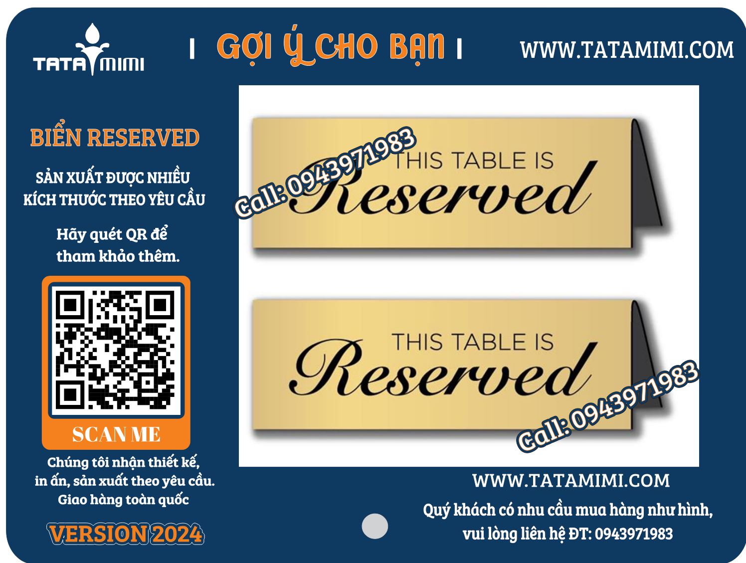 Biển Bàn Đã Đặt Khắc Laser