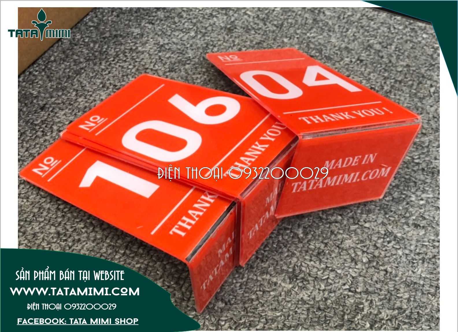 Combo 15 Thẻ bàn mica có sẵn màu cam