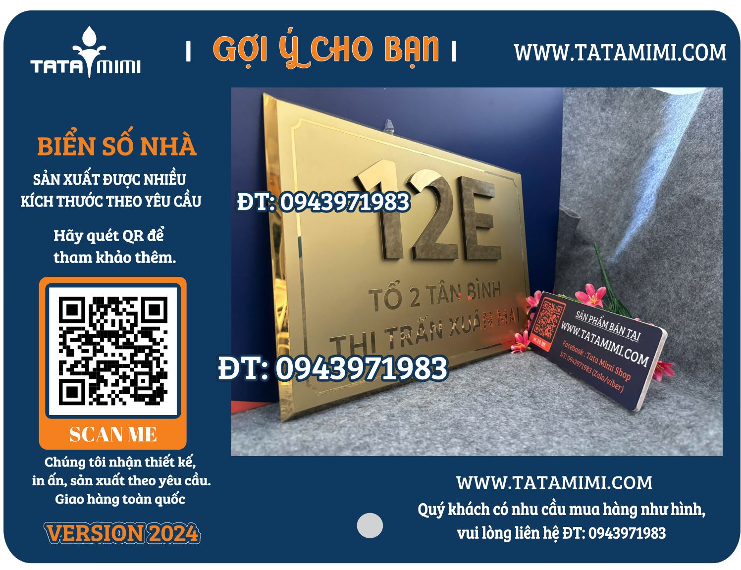 Biển số nhà Inox vàng
