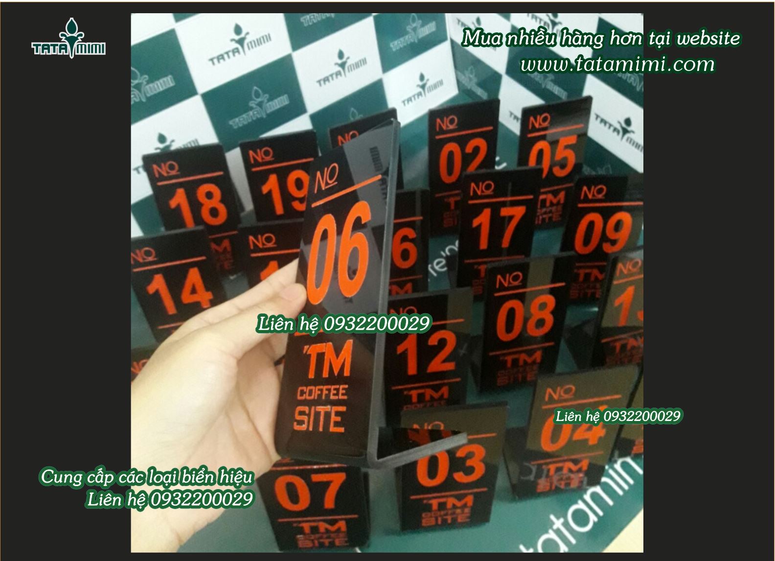 Biển số bàn màu đen TM coffee