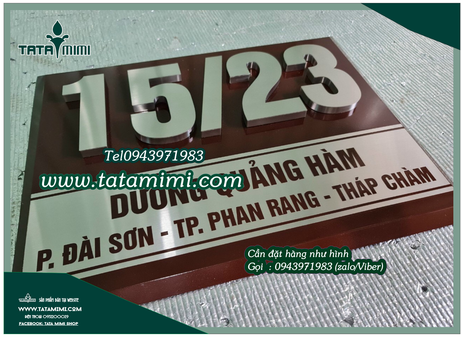 Biển số nhà inox gắn chữ nổi