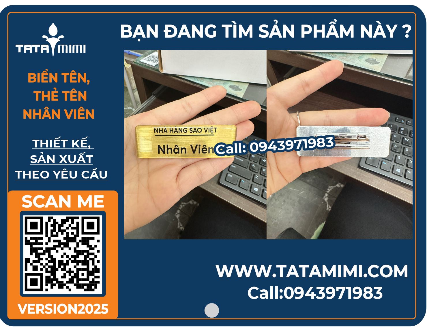 Biển tên nhân viên màu mỡ vàng