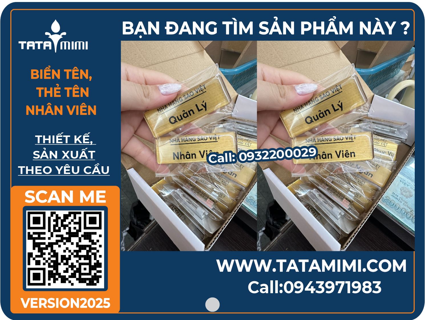 Biển tên nhân viên màu vàng