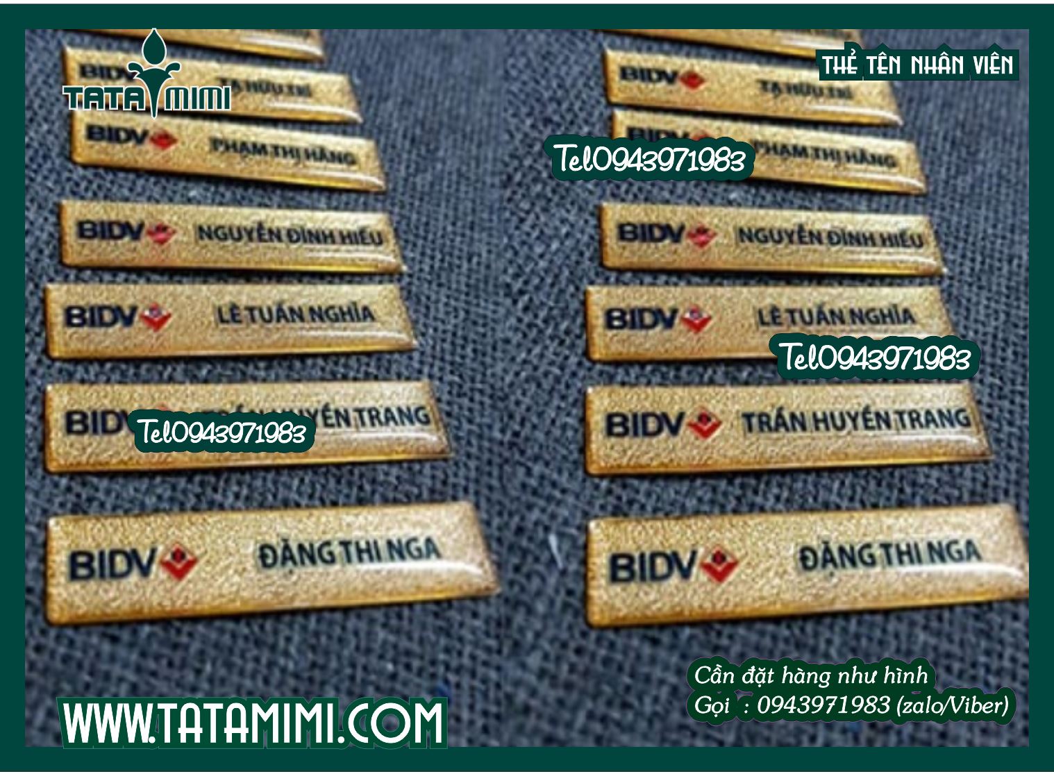 Làm biển biển tên nhân viên đeo dây hoặc gắn băng kim ở ngực
