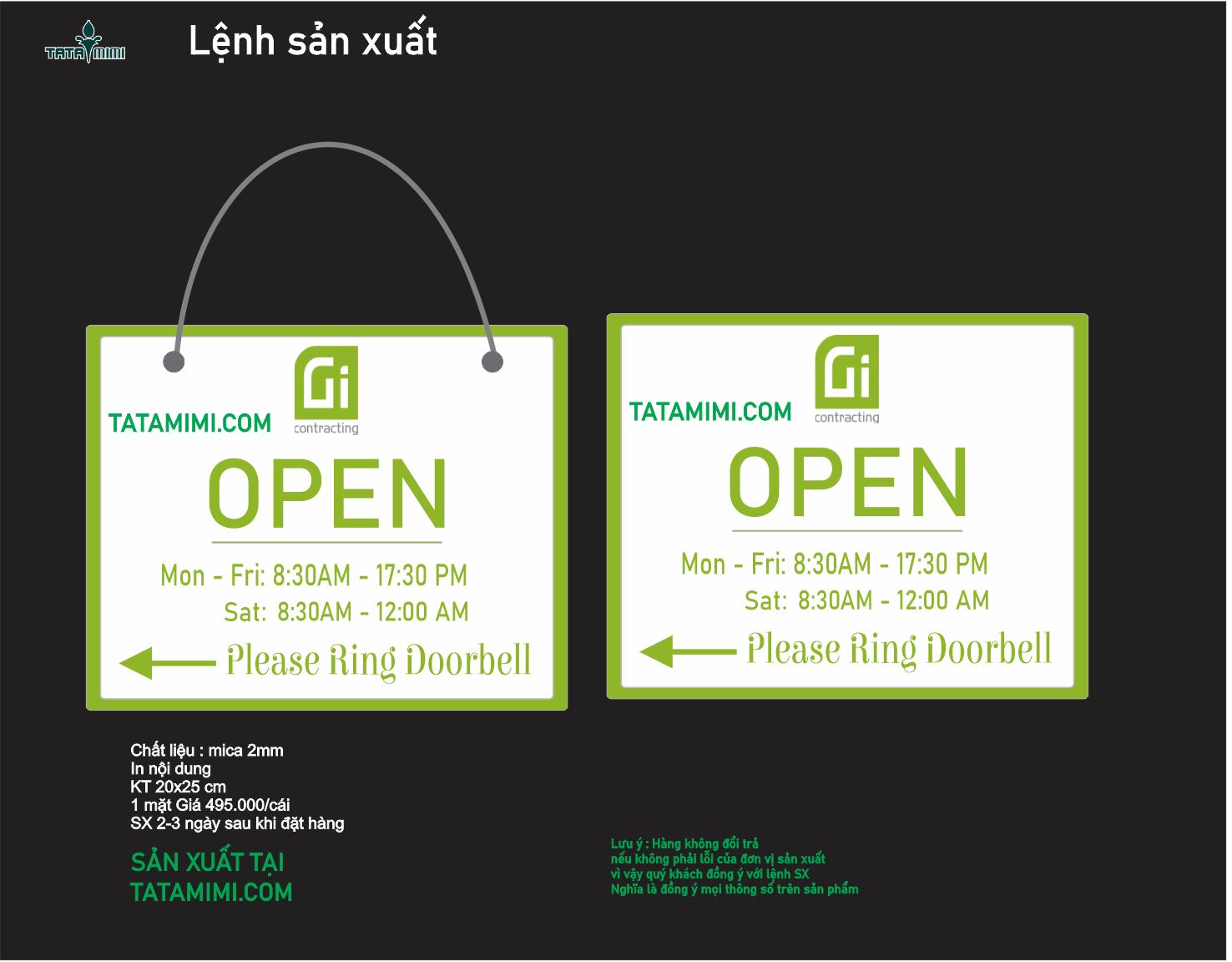 Bảng thông báo dọn phòng dùng ở khách sạn