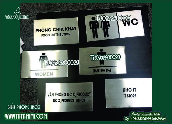 Bảng phòng ban in UV từ inox