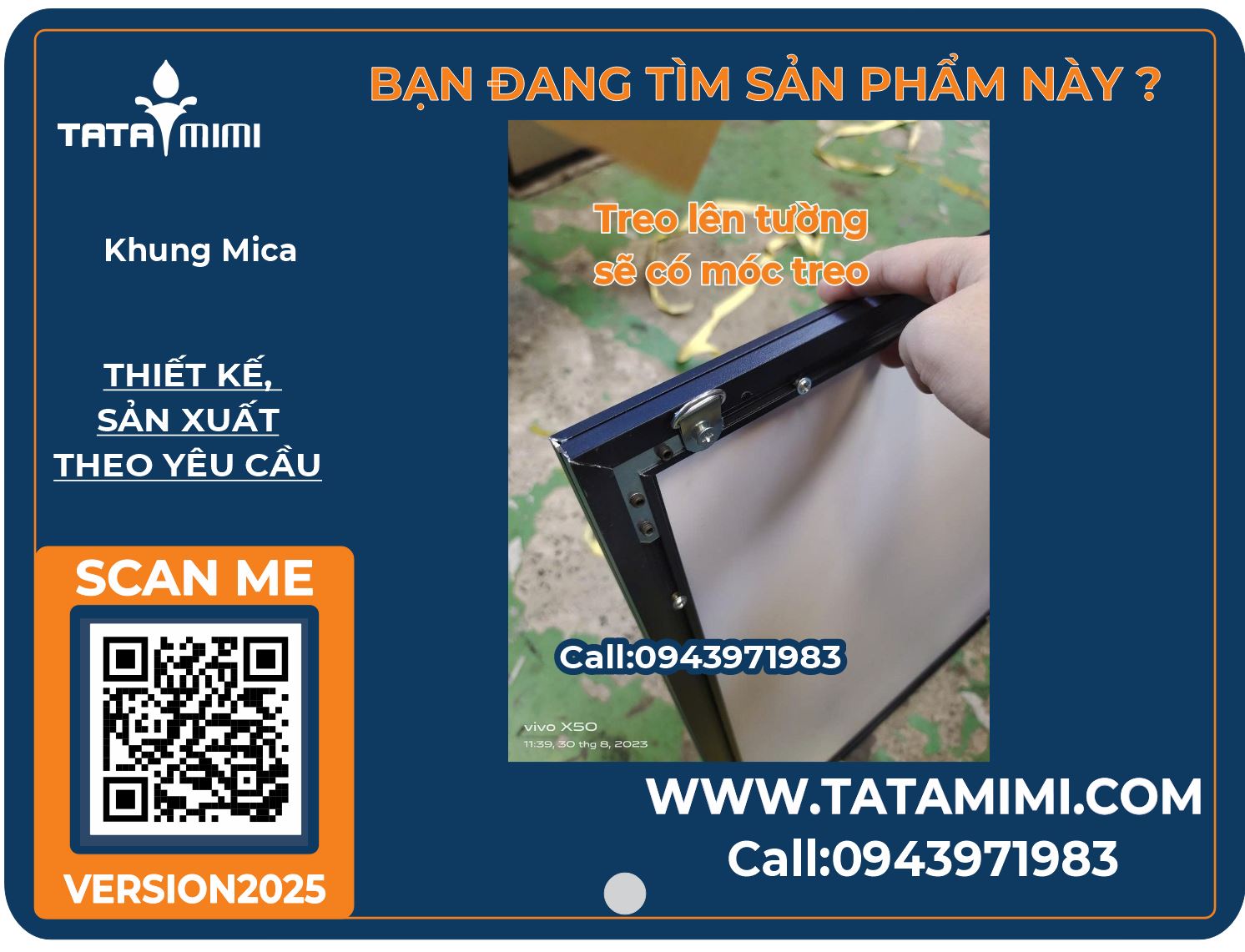 Khung mica 60x80 không đèn viền đen