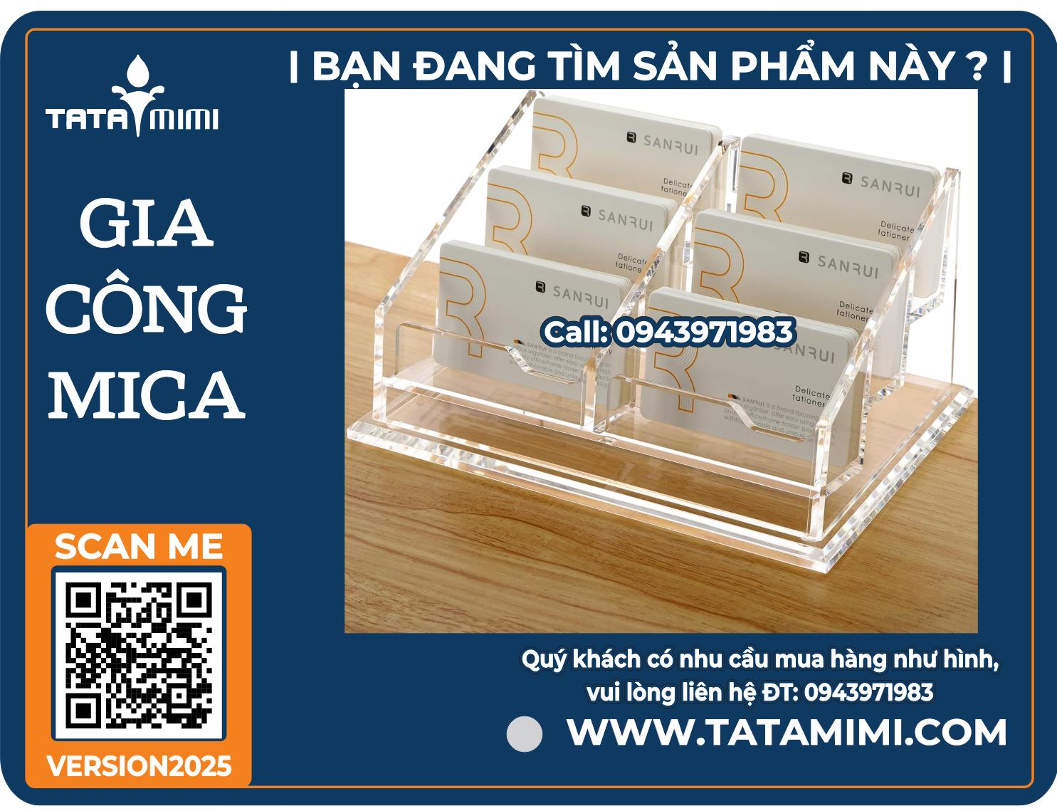 Kệ Mica Để Card Visit 6 Ngăn – Giải Pháp Gọn Gàng, Chuyên Nghiệp Cho Văn Phòng