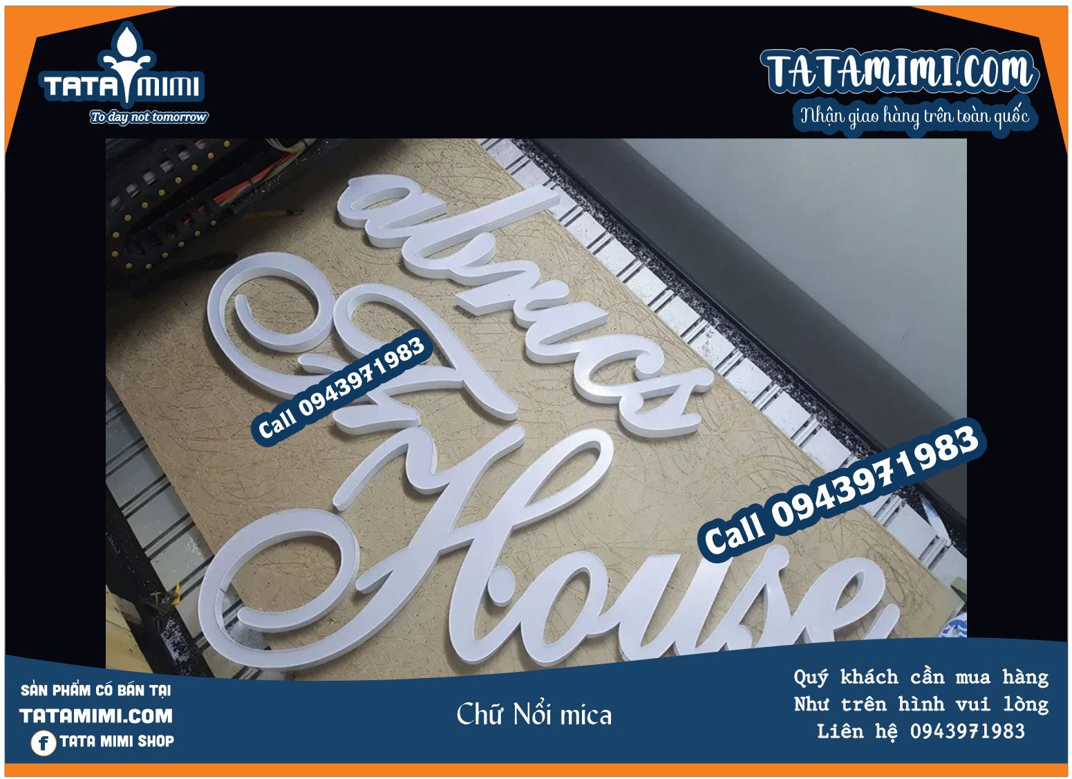 Chữ nổi làm từ inox hoặc mica