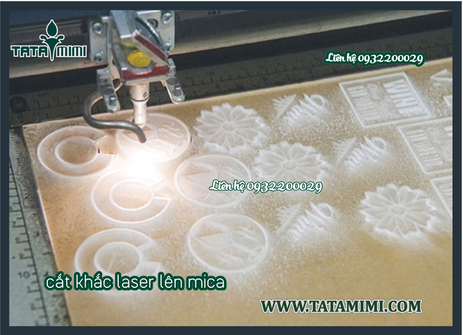 Khắc laser trên Mica