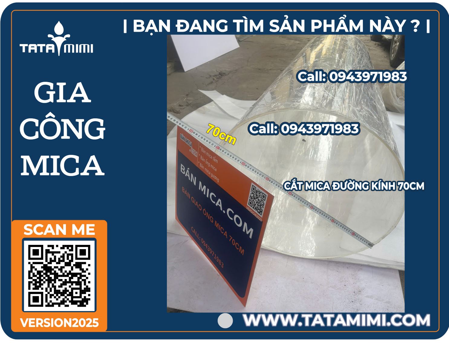 Sản xuất ống mica 70cm dài 2 mét