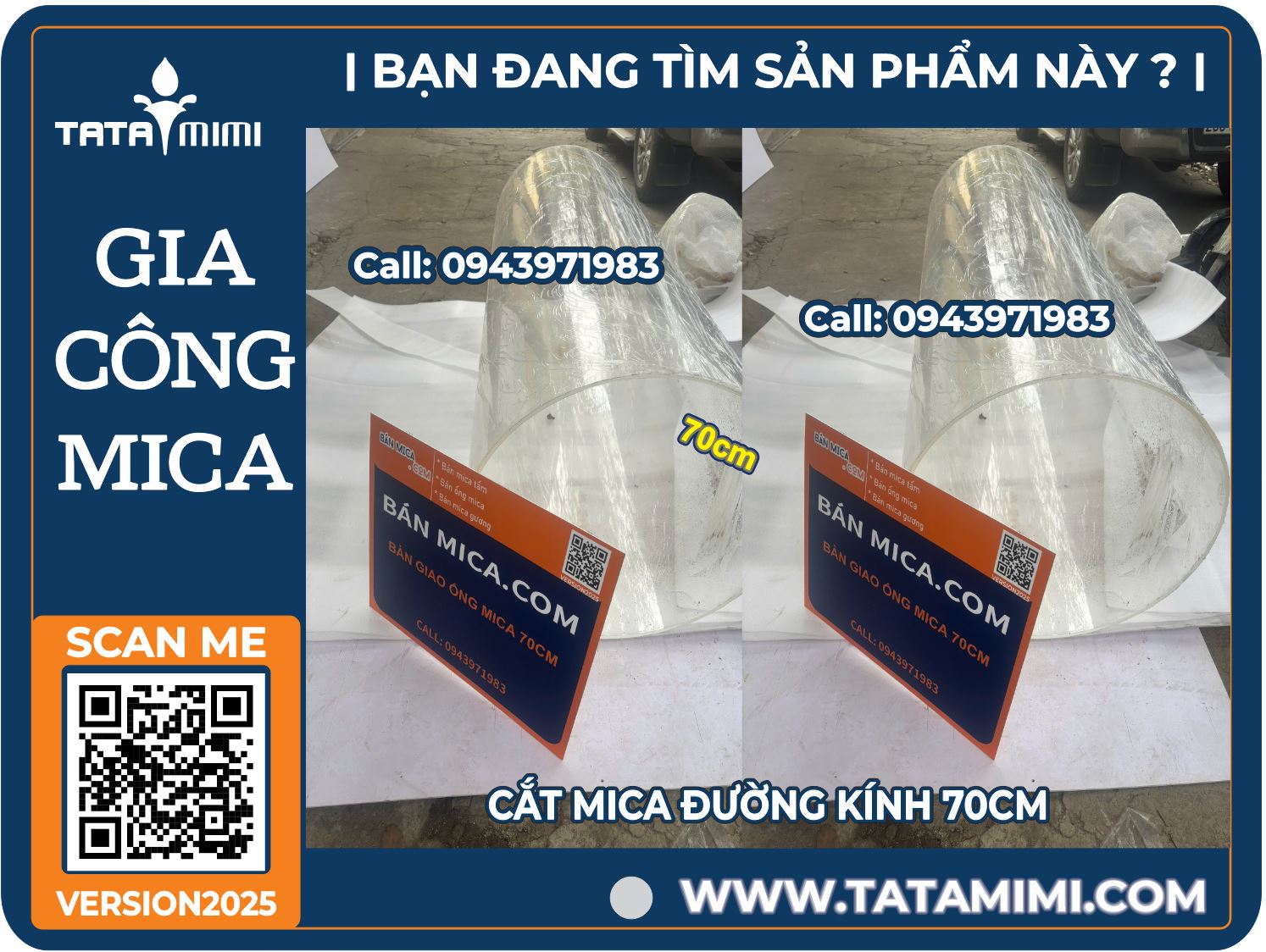 Mica ống giao nhanh tại Sài Gòn – Đường kính 70cm