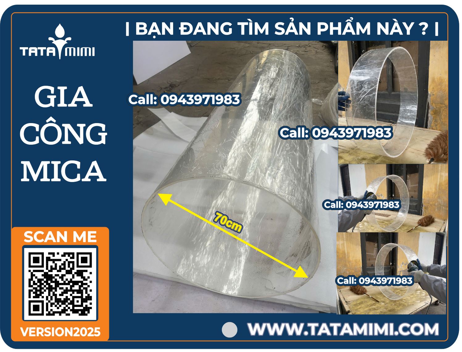 Mica ống giao nhanh tại Sài Gòn – Đường kính 70cm