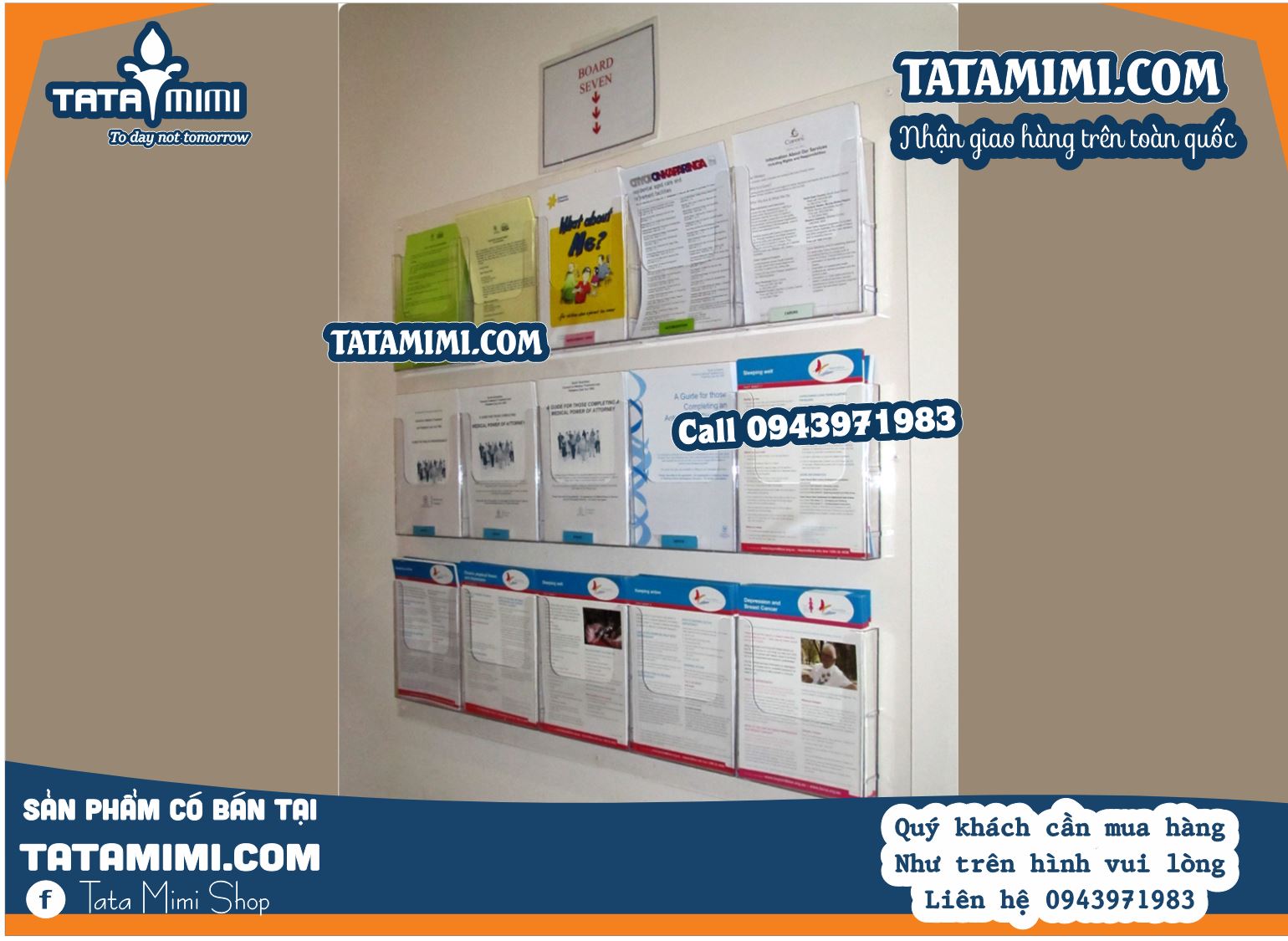 Kệ Mica A4 Treo Tường 6 Ngăn