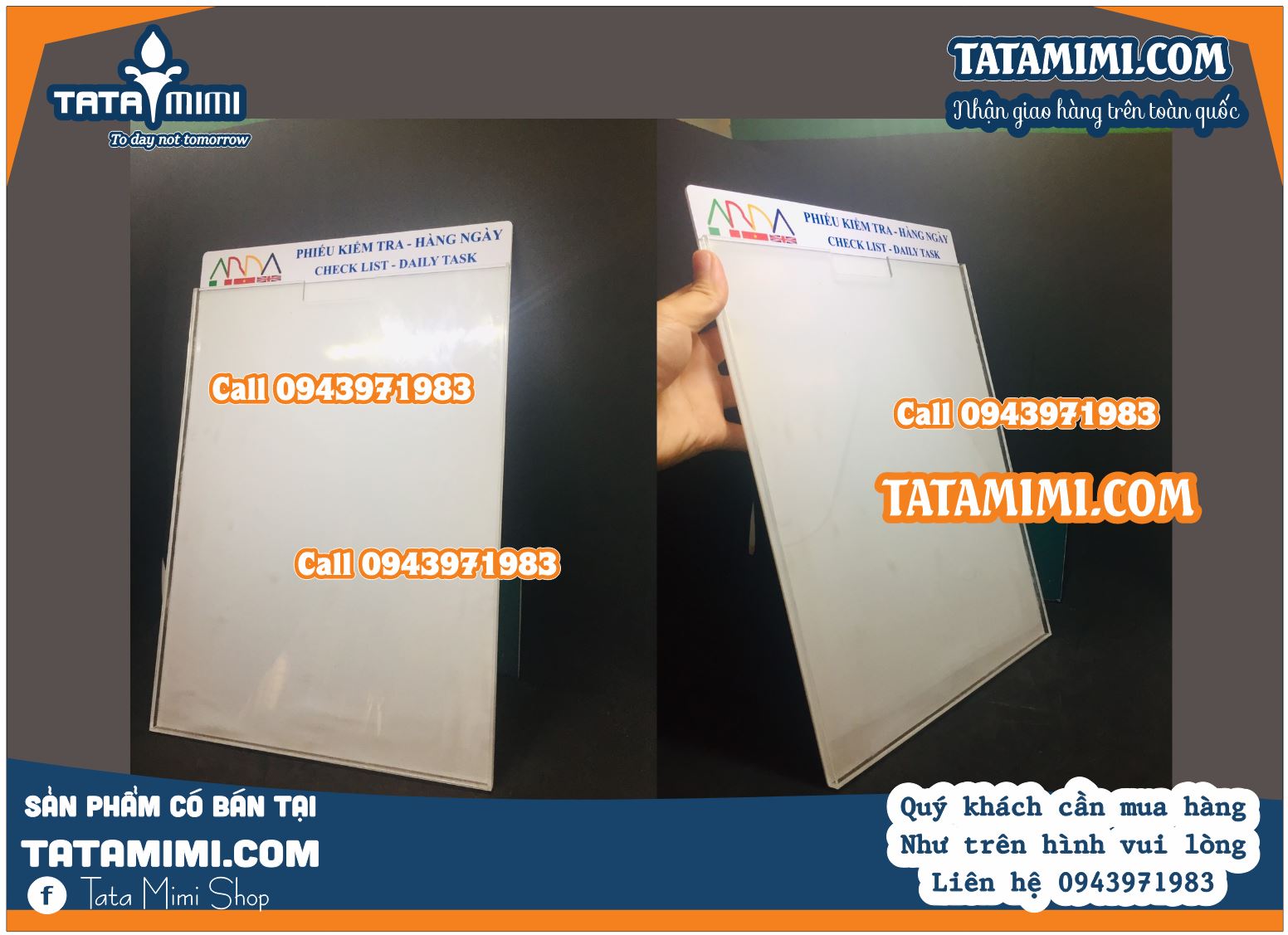Checklist treo tường uốn mica 2 mm