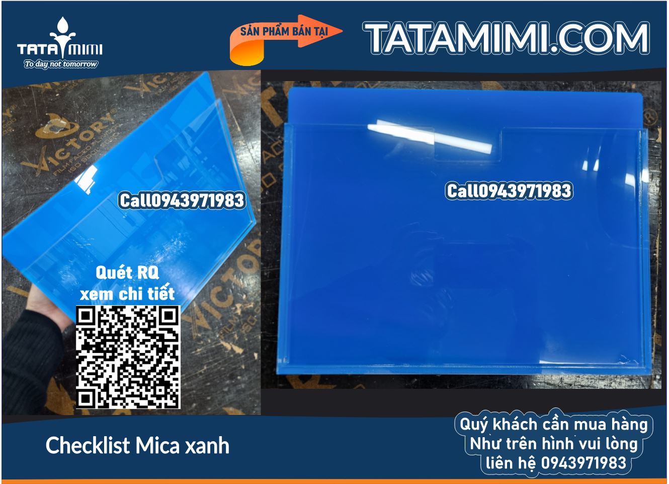 Kệ Checklist A5 Ngang Màu Xanh