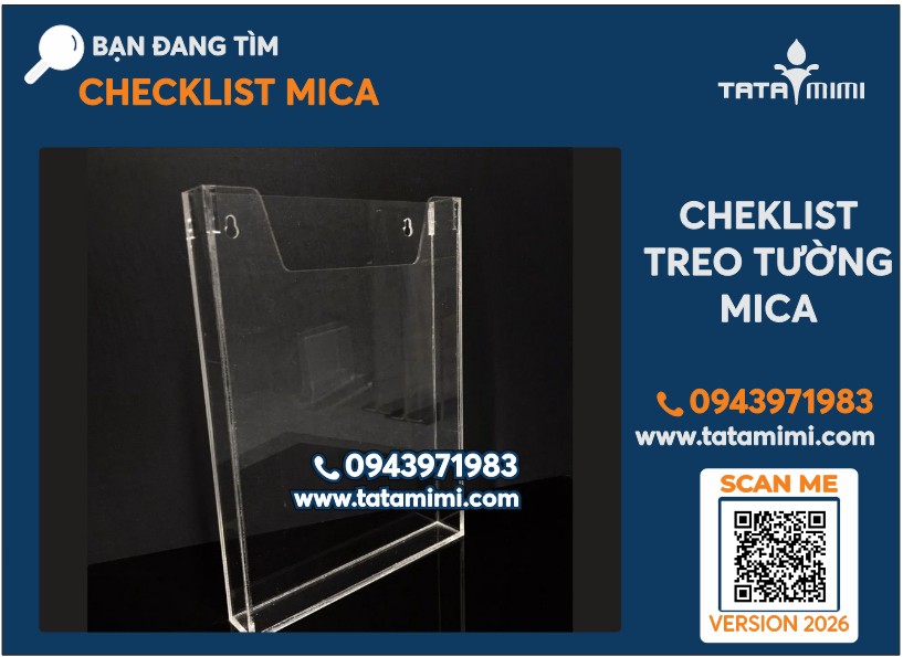 Checklist mica A4, A5 để bàn – treo kệ highrack cho nhà máy, nhà xưởng.