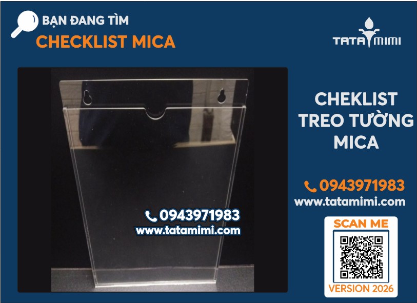 Checklist mica A4, A5 để bàn – treo kệ highrack cho nhà máy, nhà xưởng.