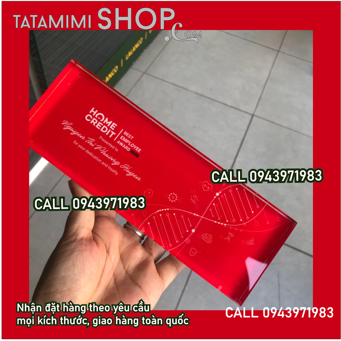 Bảng vinh danh-cúp mica ở lễ tuyên dương