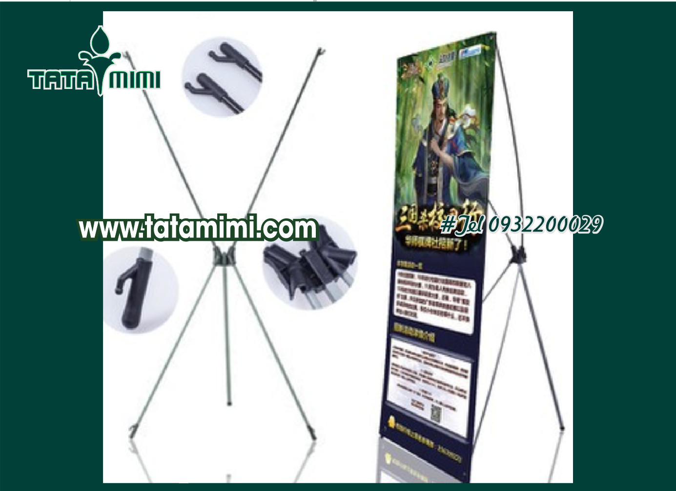 Standee chữ X giá cuốn in ấn nội dung