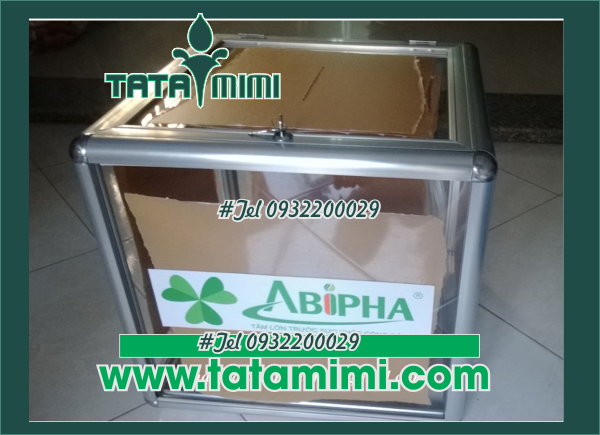 Thùng từ thiện bo viền nhôm hình chữ nhật