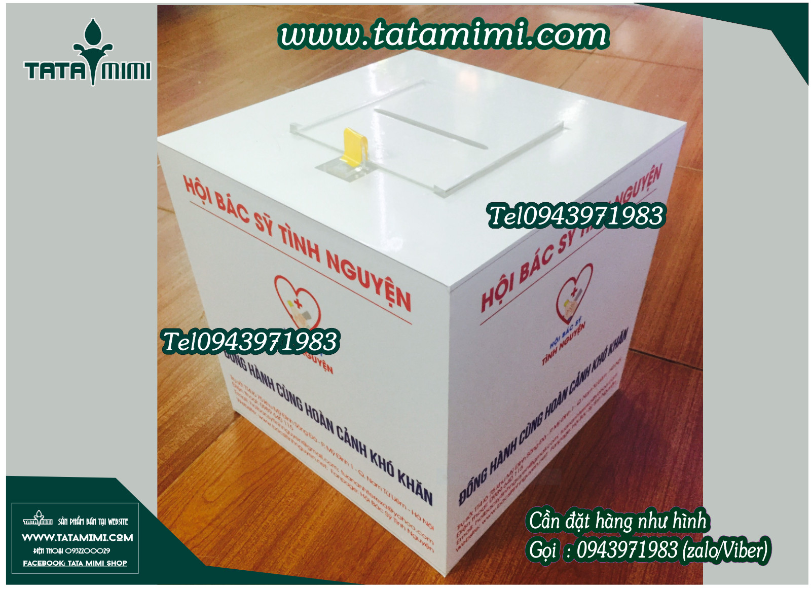 Thùng công đức bằng mica làm theo mẫu nào