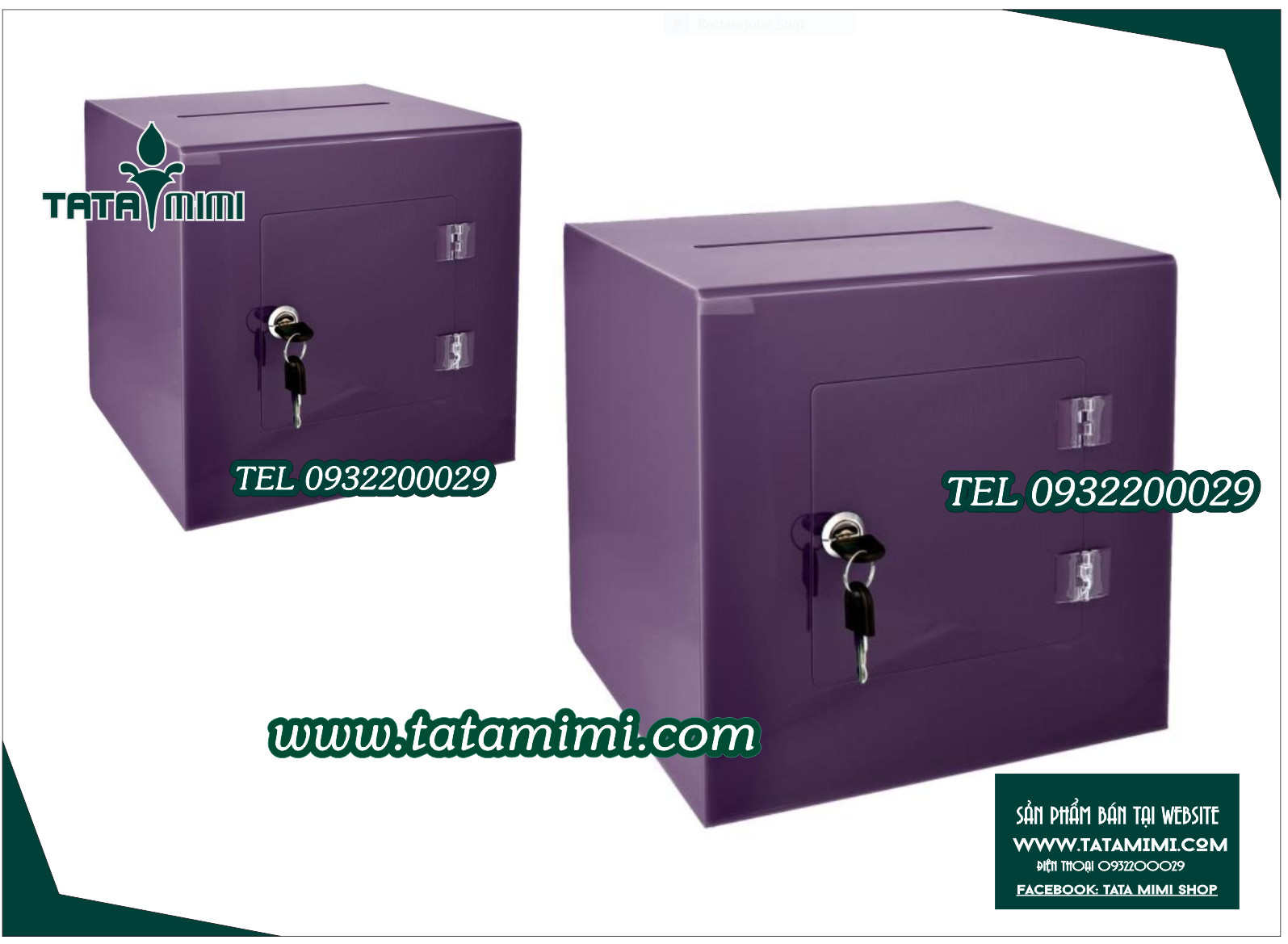 Thùng từ mica các màu có ổ khóa gắn liền