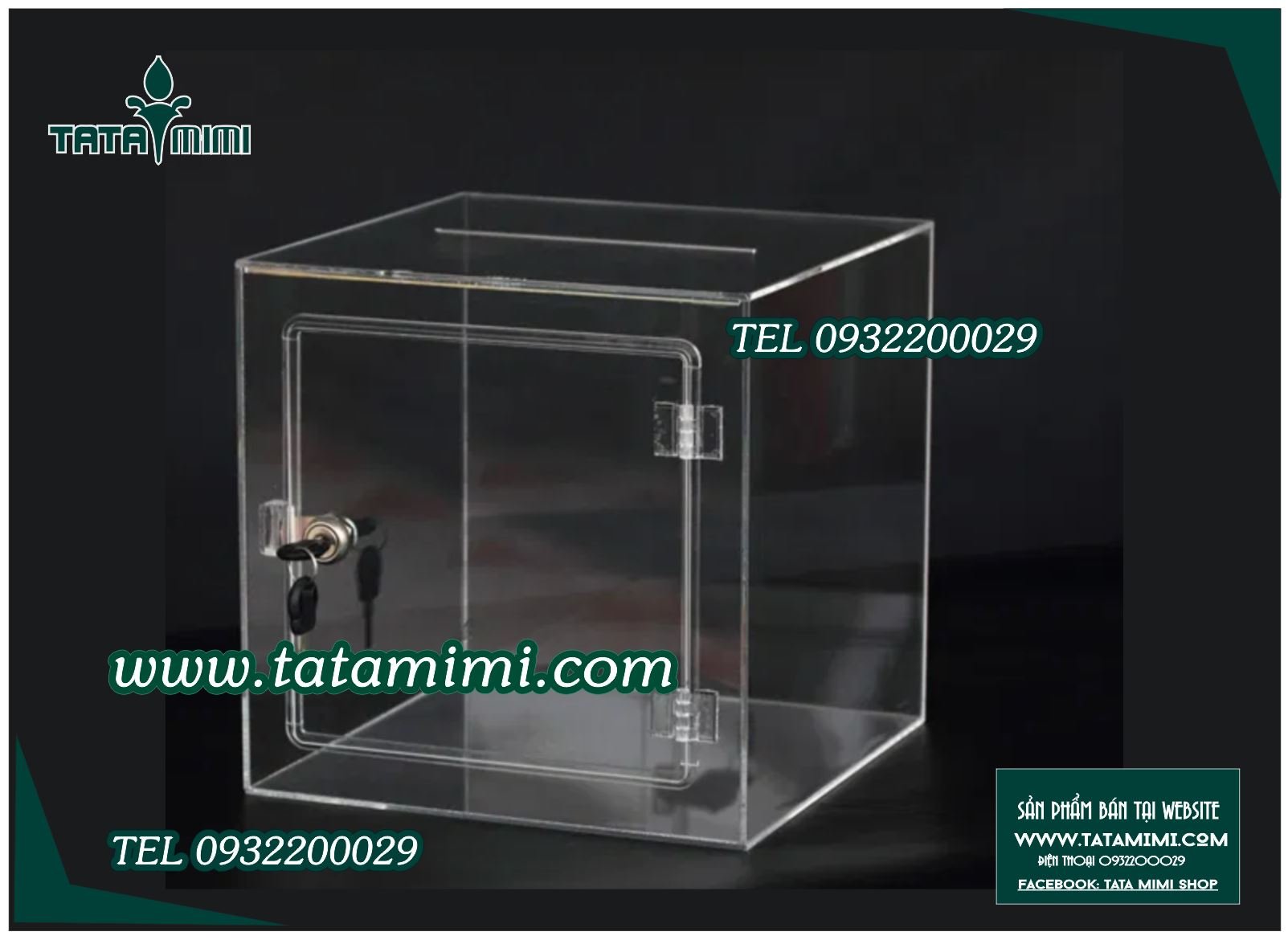 Thùng từ mica các màu có ổ khóa gắn liền